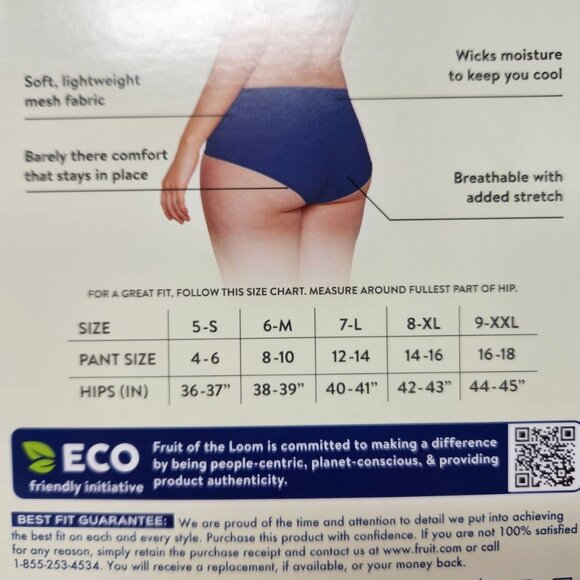 Fruit Of The Loom Womens Getaway Collection 4 Mesh Briefs Size 5/S - Picture 7 of 8